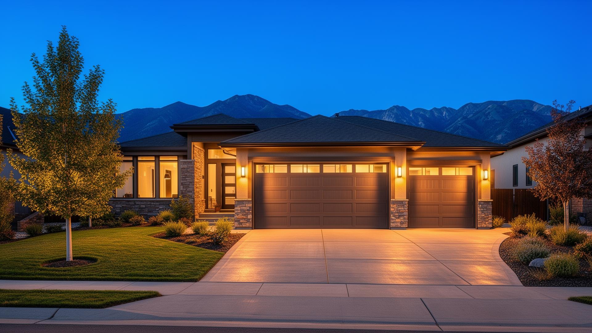 Modern garage door on Colorado home